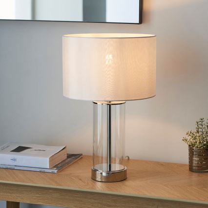 Endon 102674 - Lampe de table dimmable LESSINA 1xE27/10W/230V chrome brillant/blanc