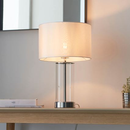 Endon 102674 - Lampe de table dimmable LESSINA 1xE27/10W/230V chrome brillant/blanc