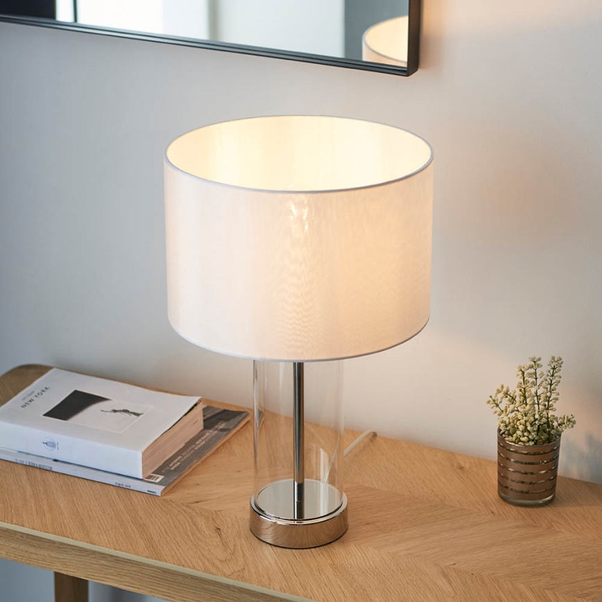 Endon 102674 - Lampe de table dimmable LESSINA 1xE27/10W/230V chrome brillant/blanc