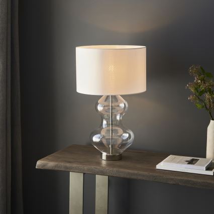Endon 102676 - Lampe de table dimmable KELDA 1xE27/10W/230V blanc/chrome mat
