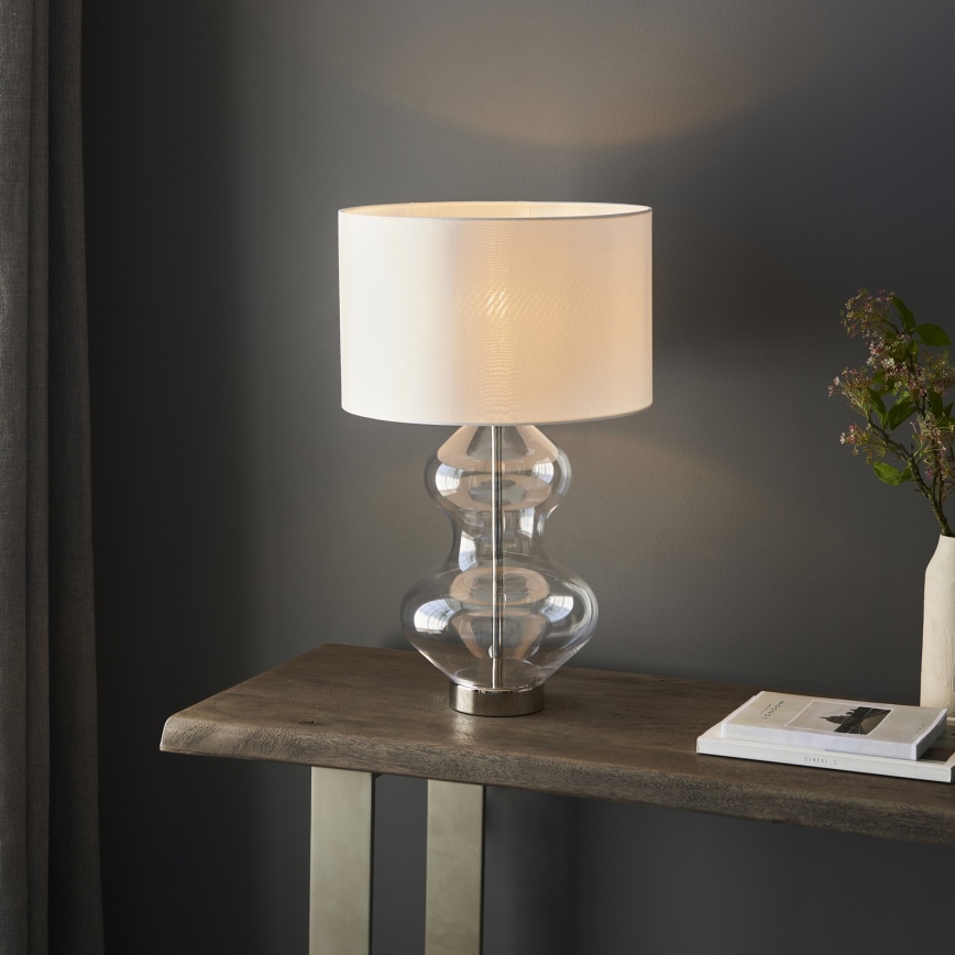 Endon 102676 - Lampe de table dimmable KELDA 1xE27/10W/230V blanc/chrome mat