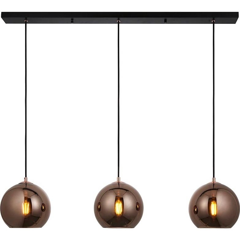 Endon 102929 - Suspension filaire BOLI 3xE27/10W/230V noir/fumé marron