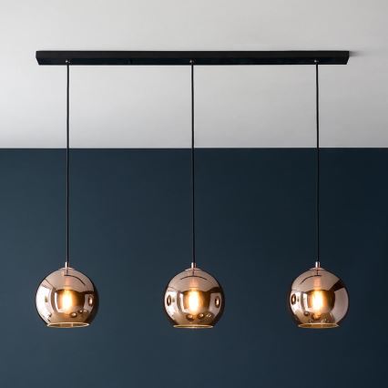 Endon 102929 - Suspension filaire BOLI 3xE27/10W/230V noir/fumé marron