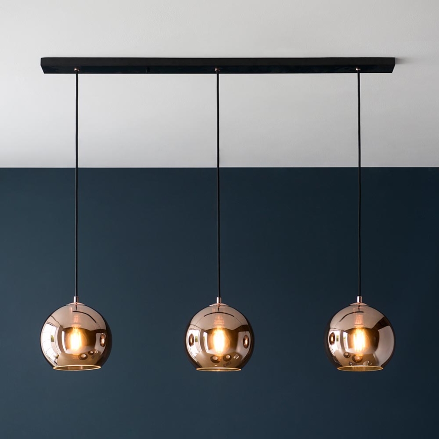 Endon 102929 - Suspension filaire BOLI 3xE27/10W/230V noir/fumé marron