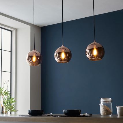 Endon 102929 - Suspension filaire BOLI 3xE27/10W/230V noir/fumé marron