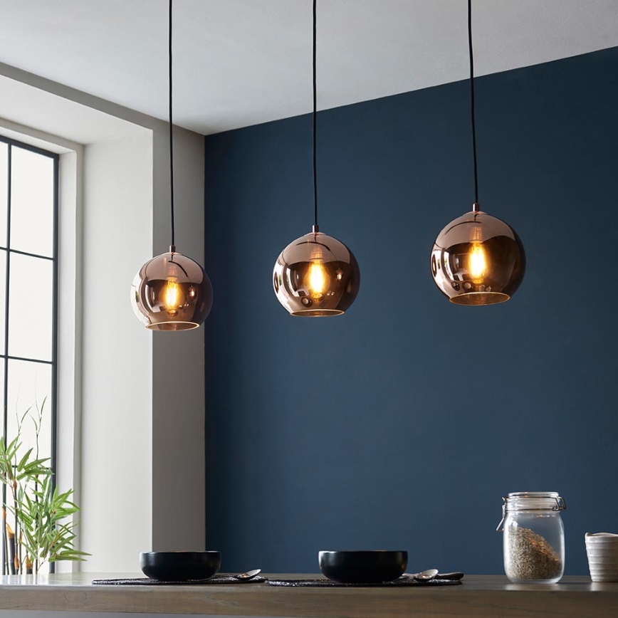Endon 102929 - Suspension filaire BOLI 3xE27/10W/230V noir/fumé marron