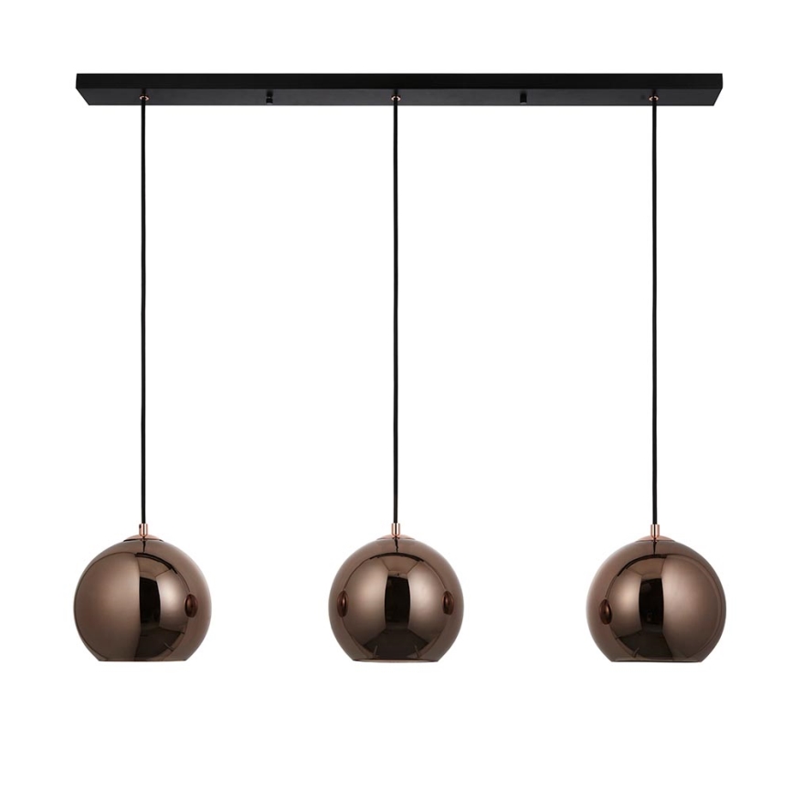 Endon 102929 - Suspension filaire BOLI 3xE27/10W/230V noir/fumé marron