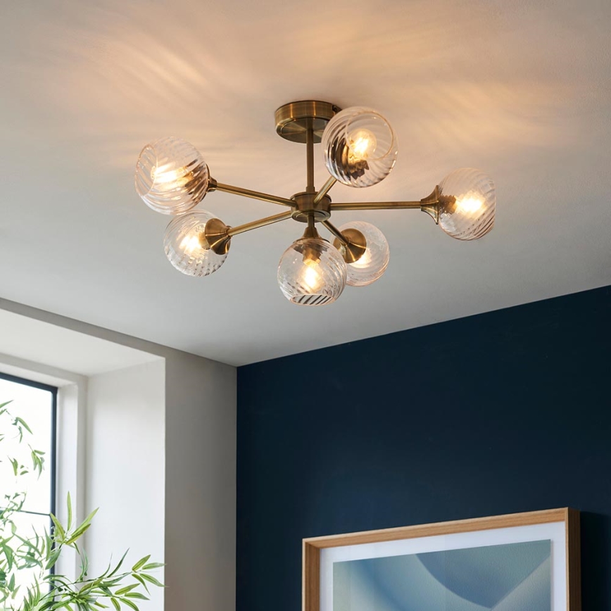 Endon 103171 - Suspension-barre ALLEGRA 6xE14/7W/230V laiton/transparent