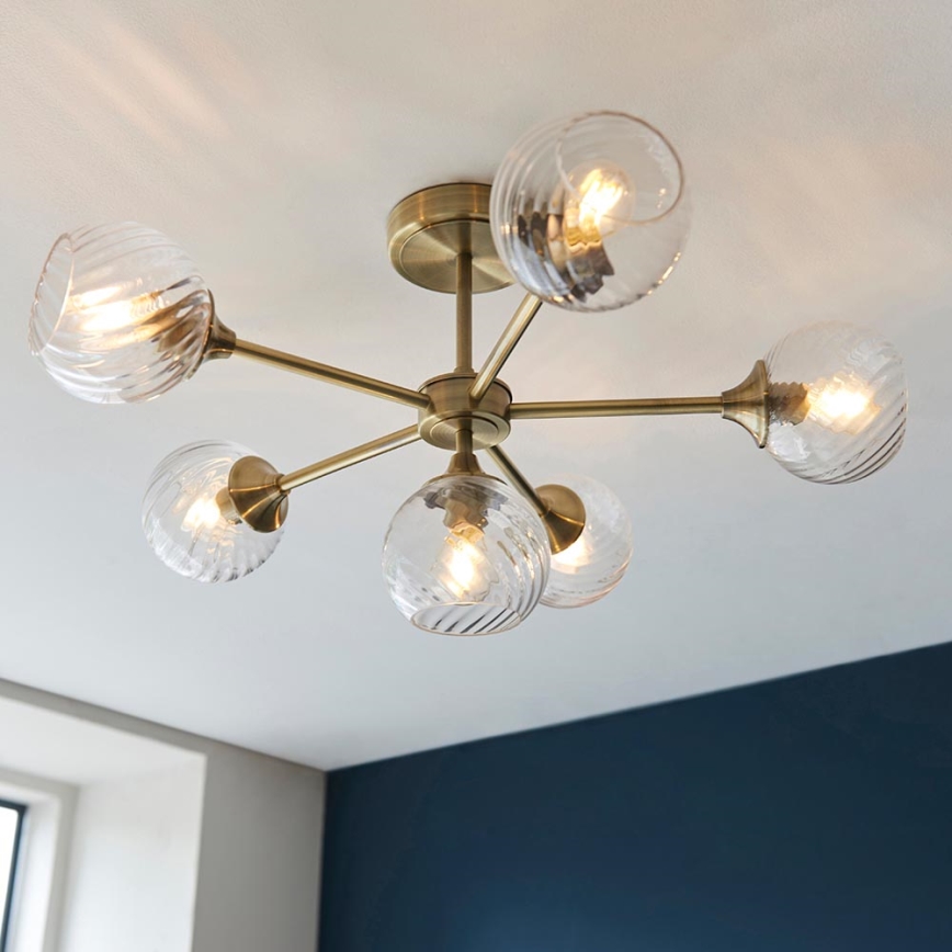 Endon 103171 - Suspension-barre ALLEGRA 6xE14/7W/230V laiton/transparent