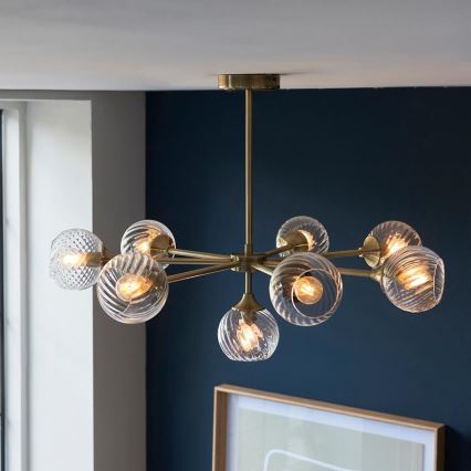 Endon 103172 - Suspension-barre ALLEGRA 8xE14/7W/230V laiton/transparent