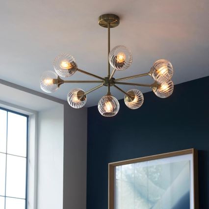 Endon 103172 - Suspension-barre ALLEGRA 8xE14/7W/230V laiton/transparent