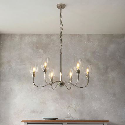 Endon 103315 - Lustre suspendu sur chaîne 6xE14/6W/230V, finition chrome brillant