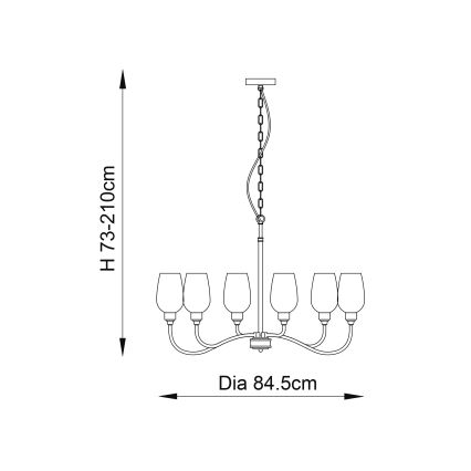 Endon 103315 - Lustre suspendu sur chaîne 6xE14/6W/230V, finition chrome brillant