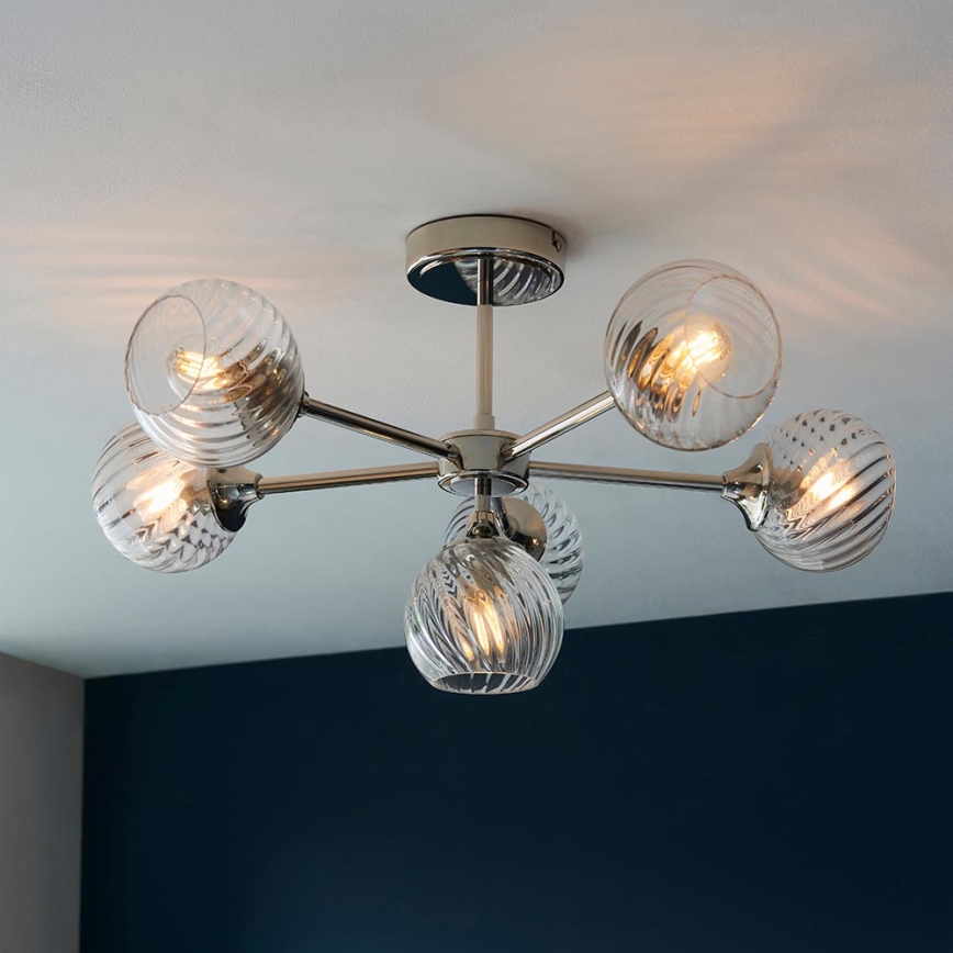 Endon 104050 - Suspension-barre ALLEGRA 6xE14/7W/230V chrome brillant/transparent