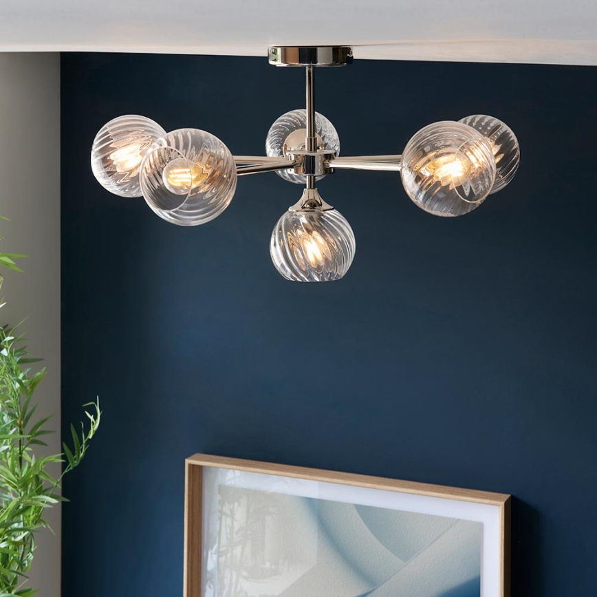 Endon 104050 - Suspension-barre ALLEGRA 6xE14/7W/230V chrome brillant/transparent