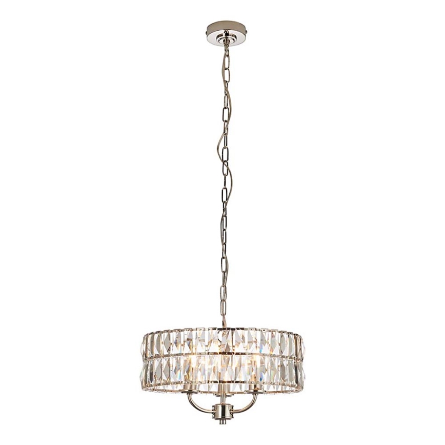 Endon 104466 - Suspension chaîne CLIFTON 3xE14/6W/230V chrome brillant/transparent d. 38,5 cm