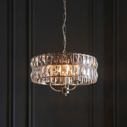 Endon 104466 - Suspension chaîne CLIFTON 3xE14/6W/230V chrome brillant/transparent d. 38,5 cm