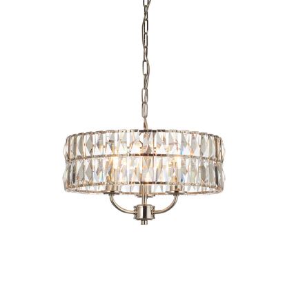 Endon 104466 - Suspension chaîne CLIFTON 3xE14/6W/230V chrome brillant/transparent d. 38,5 cm