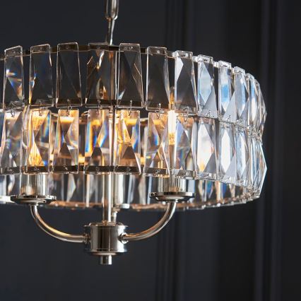 Endon 104466 - Suspension chaîne CLIFTON 3xE14/6W/230V chrome brillant/transparent d. 38,5 cm