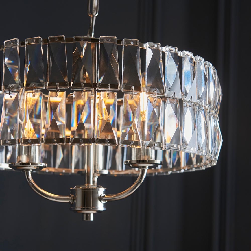 Endon 104466 - Suspension chaîne CLIFTON 3xE14/6W/230V chrome brillant/transparent d. 38,5 cm
