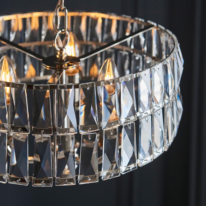 Endon 104466 - Suspension chaîne CLIFTON 3xE14/6W/230V chrome brillant/transparent d. 38,5 cm
