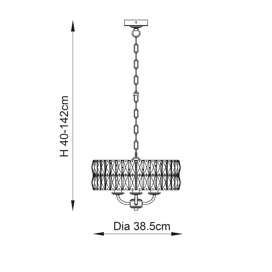 Endon 104466 - Suspension chaîne CLIFTON 3xE14/6W/230V chrome brillant/transparent d. 38,5 cm