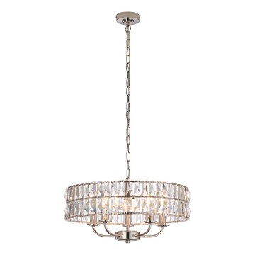 Endon 104467 - Suspension chaîne CLIFTON 5xE14/6W/230V chrome brillant/transparent d. 50,5 cm