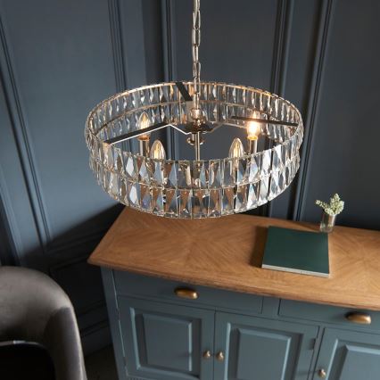 Endon 104467 - Suspension chaîne CLIFTON 5xE14/6W/230V chrome brillant/transparent d. 50,5 cm