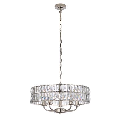 Endon 104467 - Suspension chaîne CLIFTON 5xE14/6W/230V chrome brillant/transparent d. 50,5 cm