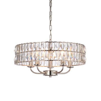 Endon 104467 - Suspension chaîne CLIFTON 5xE14/6W/230V chrome brillant/transparent d. 50,5 cm