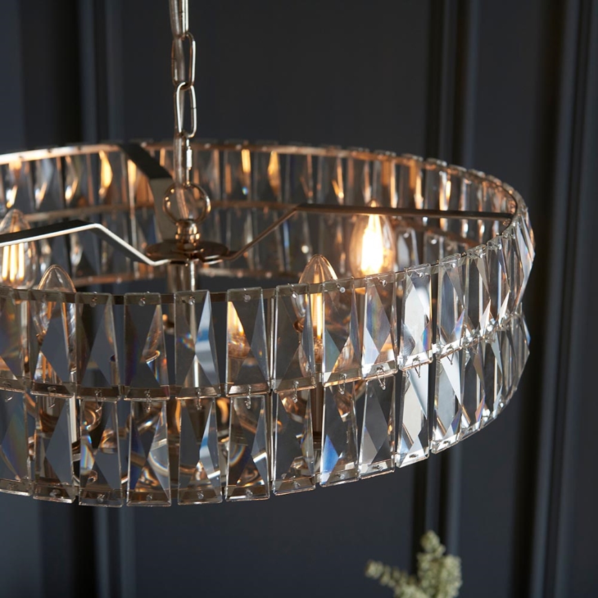 Endon 104467 - Suspension chaîne CLIFTON 5xE14/6W/230V chrome brillant/transparent d. 50,5 cm