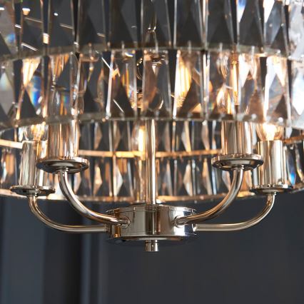 Endon 104467 - Suspension chaîne CLIFTON 5xE14/6W/230V chrome brillant/transparent d. 50,5 cm