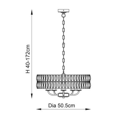 Endon 104467 - Suspension chaîne CLIFTON 5xE14/6W/230V chrome brillant/transparent d. 50,5 cm