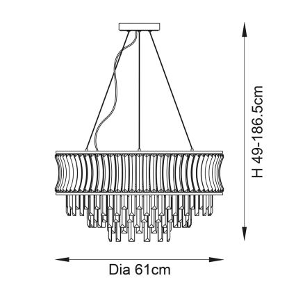 Endon 104530 - Lustre suspendu sur chaîne 9xE14/6W/230V chrome brillant