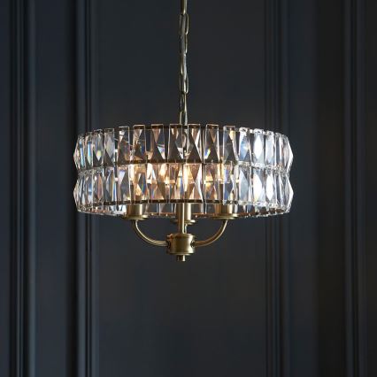 Endon 106243 - Lustre à chaîne CLIFTON 3xE14/6W/230V Ø 38,5 cm laiton/verre transparent