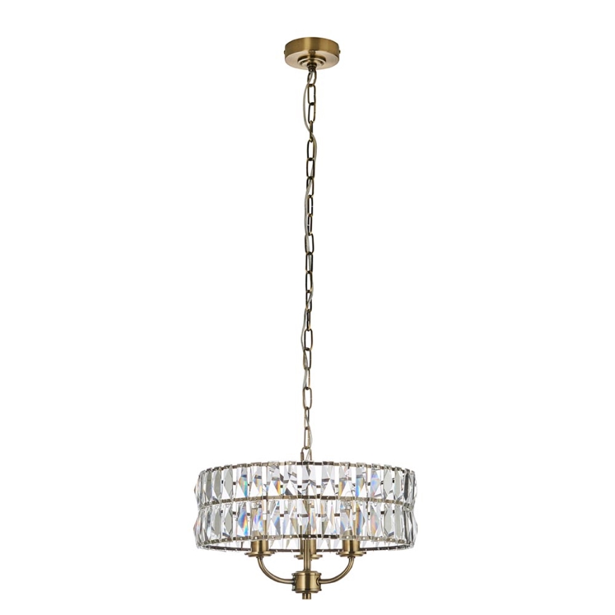 Endon 106243 - Lustre à chaîne CLIFTON 3xE14/6W/230V Ø 38,5 cm laiton/verre transparent