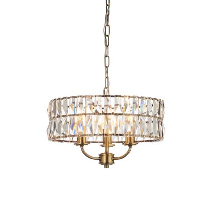 Endon 106243 - Lustre à chaîne CLIFTON 3xE14/6W/230V Ø 38,5 cm laiton/verre transparent