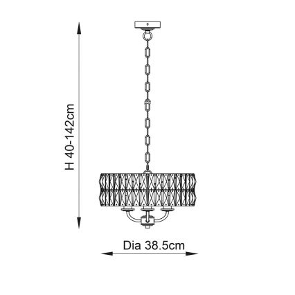 Endon 106243 - Lustre à chaîne CLIFTON 3xE14/6W/230V Ø 38,5 cm laiton/verre transparent