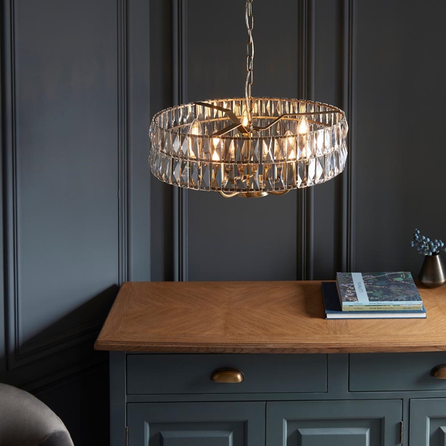 Endon 106244 - Lustre à chaîne CLIFTON 5xE14/6W/230V laiton/transparent
