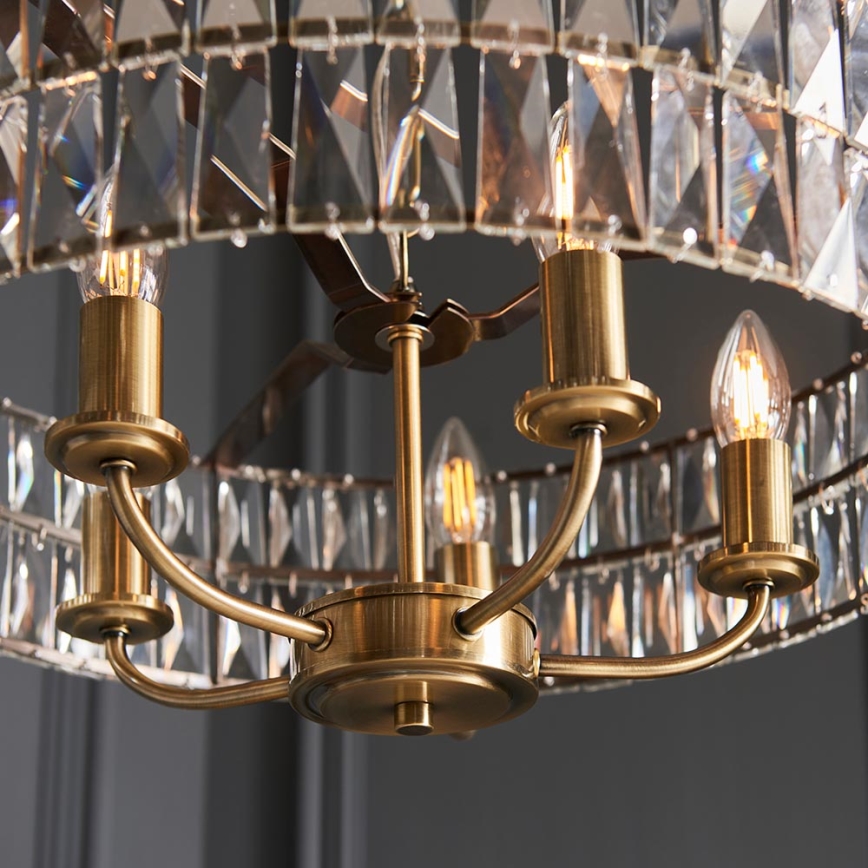 Endon 106244 - Lustre à chaîne CLIFTON 5xE14/6W/230V laiton/transparent