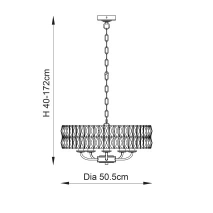Endon 106244 - Lustre à chaîne CLIFTON 5xE14/6W/230V laiton/transparent