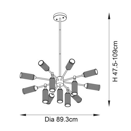 Endon 106256 - Suspension-barre TOUR 13xG9/3W/230V laiton
