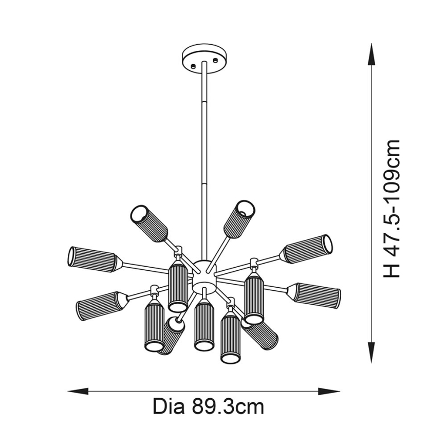 Endon 106256 - Suspension-barre TOUR 13xG9/3W/230V laiton