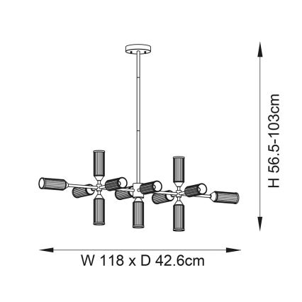 Endon 106259 - Suspension-barre TOUR 13xG9/3W/230V laiton