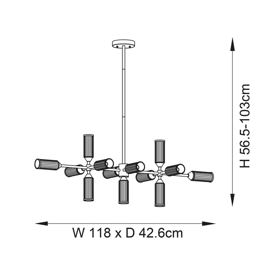 Endon 106259 - Suspension-barre TOUR 13xG9/3W/230V laiton