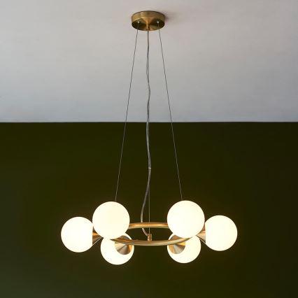 Endon 106390 - Lustre suspendu sur câble OTIS 6xG9/3W/230V doré