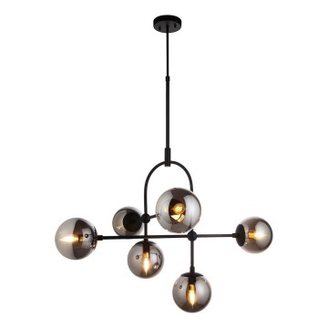 Endon 106661 - Suspension sur tige ONTARIO 6xE14/7W/230V noir/noir fumé