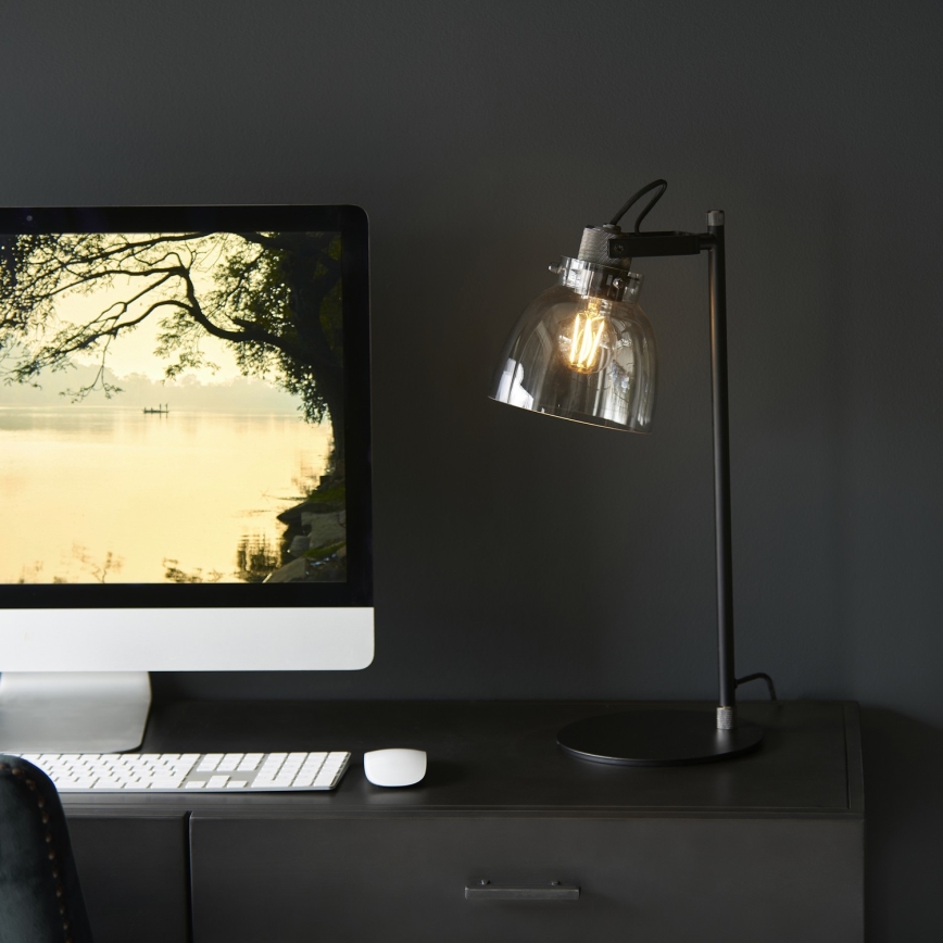 Endon 107012 - Lampe de table URBAN 1xE27/10W/230V noir/noir fumé