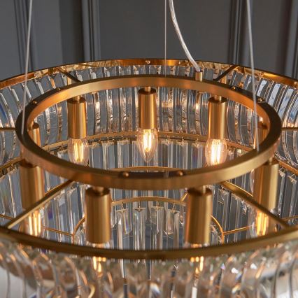 Endon 107785 - Lustre suspendu sur câble 9xE14/6W/230V, laiton
