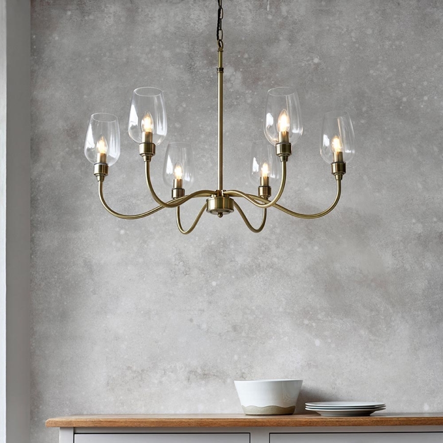 Endon 107791 - Suspension à chaîne 6xE14/6W/230V laiton